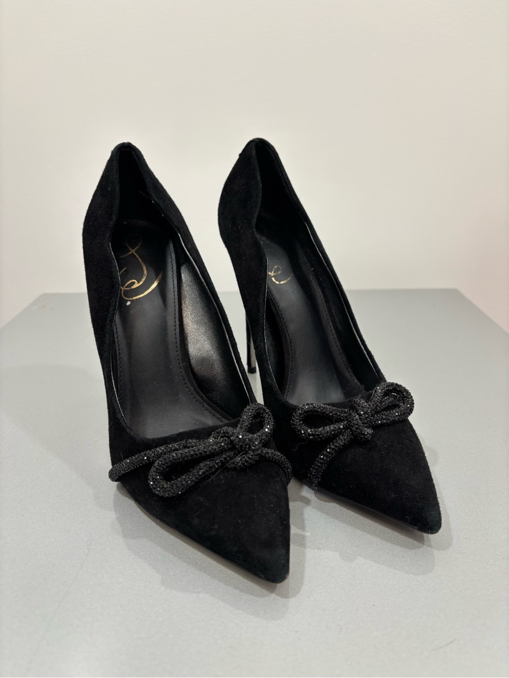 Sam Edelman Deela Pumps Black Velvet Crystal Bow 8.5